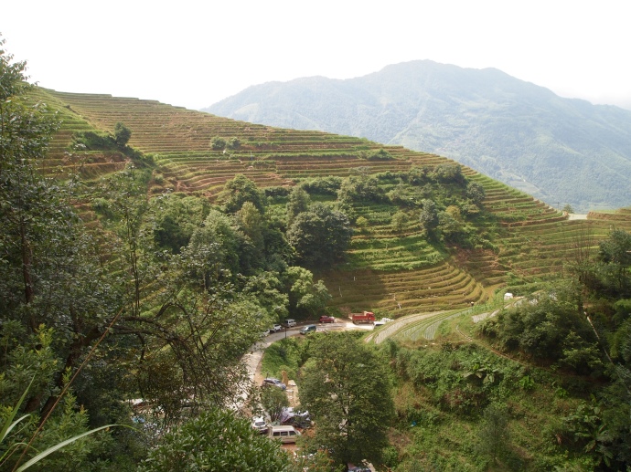 View of the terraces from the Longji International Youth Hostel